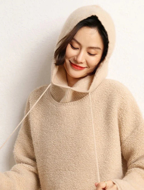 Pure Cashmere Knitted Fashion Scarf And Hat