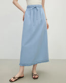 Loose-Fit Solid-Color A-Line Knit Skirt