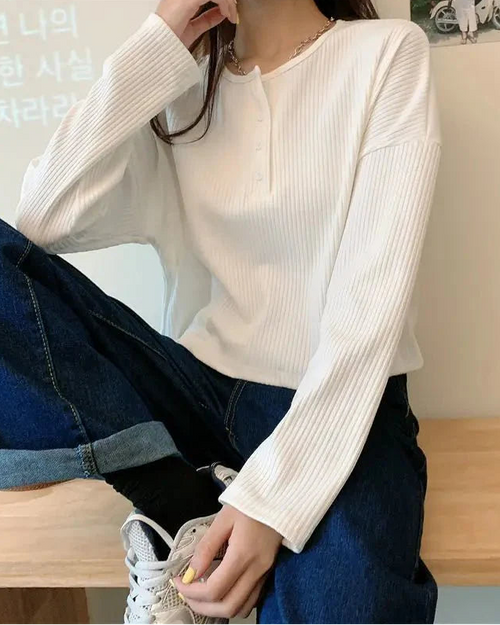 Button Design Long Sleeve Shirt