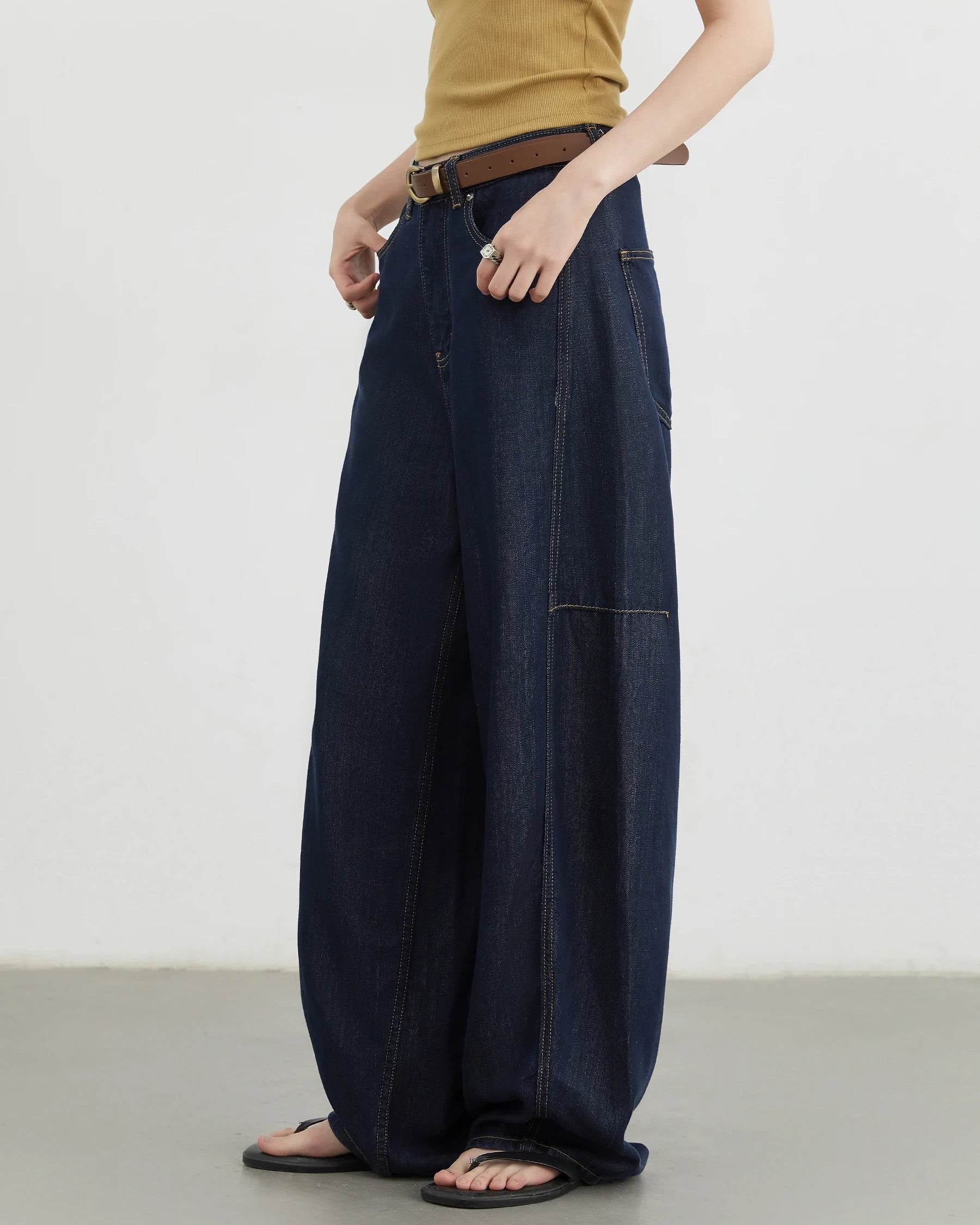 Loose High-Waist Wide Leg Lyocell Jeans