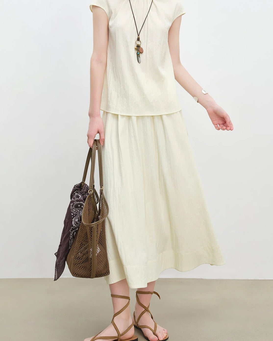 Sleeveless Top And A-Line Skirt Set