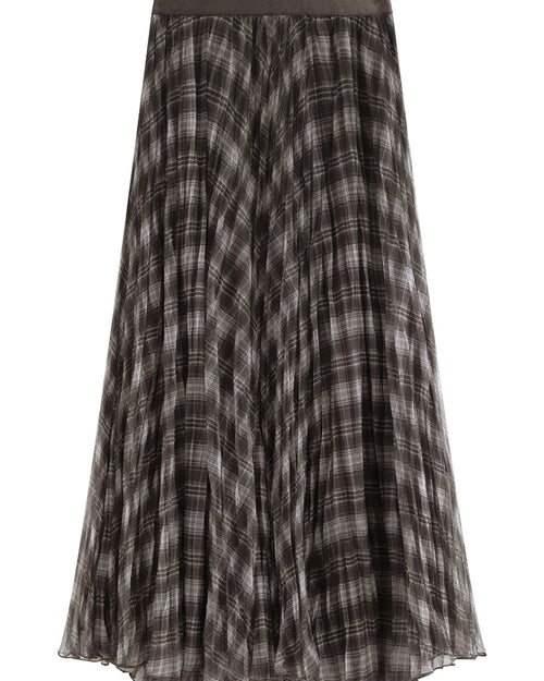 Retro Plaid Mesh A-Line Skirt