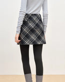 Retro Plaid High-Waist Knit Mini Skirt