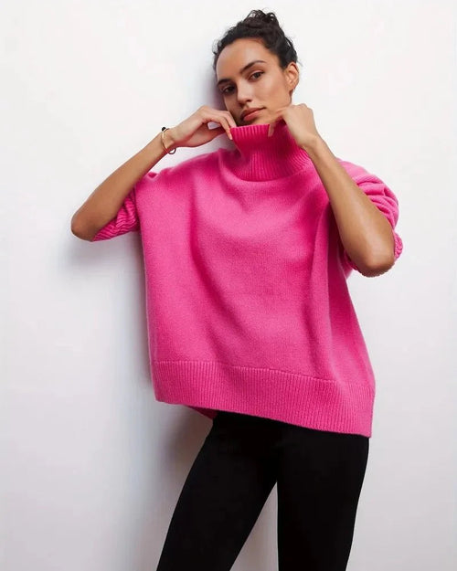 Oversized Solid Turtleneck Sweater