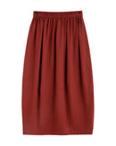 Linen Blend Stretch Waist A-Line Skirt