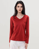 Soft Knit V-Neck Long Sleeve Top