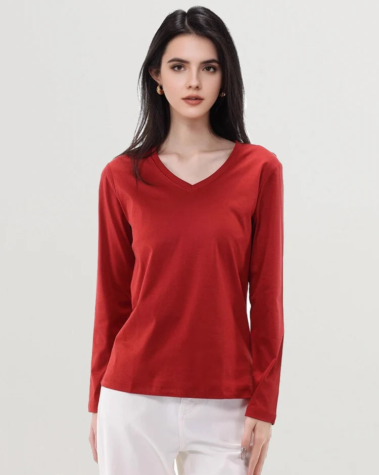 Soft Knit V-Neck Long Sleeve Top