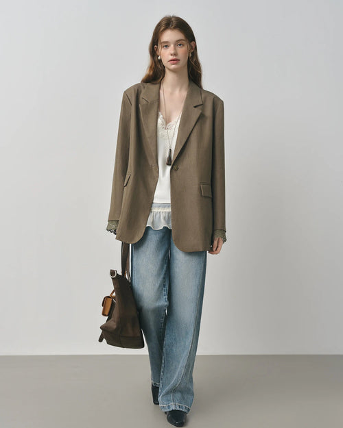 Retro Raw-Denim High-Waisted Jeans