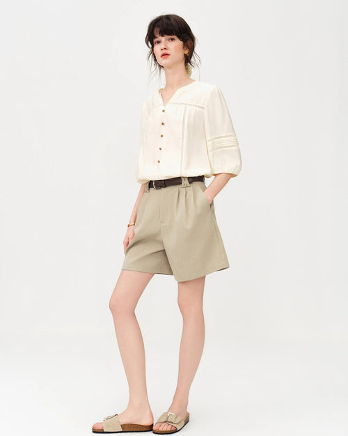 Versatile Linen Blend Classic Casual Shorts