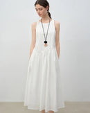 Women's Sleeveless A-line midi sundress crafted from soft cotton-stretch jersey, featuring a relaxed silhouette and midi length that delivers cool comfort for weekend brunches or seaside evenings.