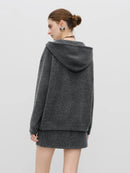 Faux Two-Piece Hooded Knit Sweatshirt