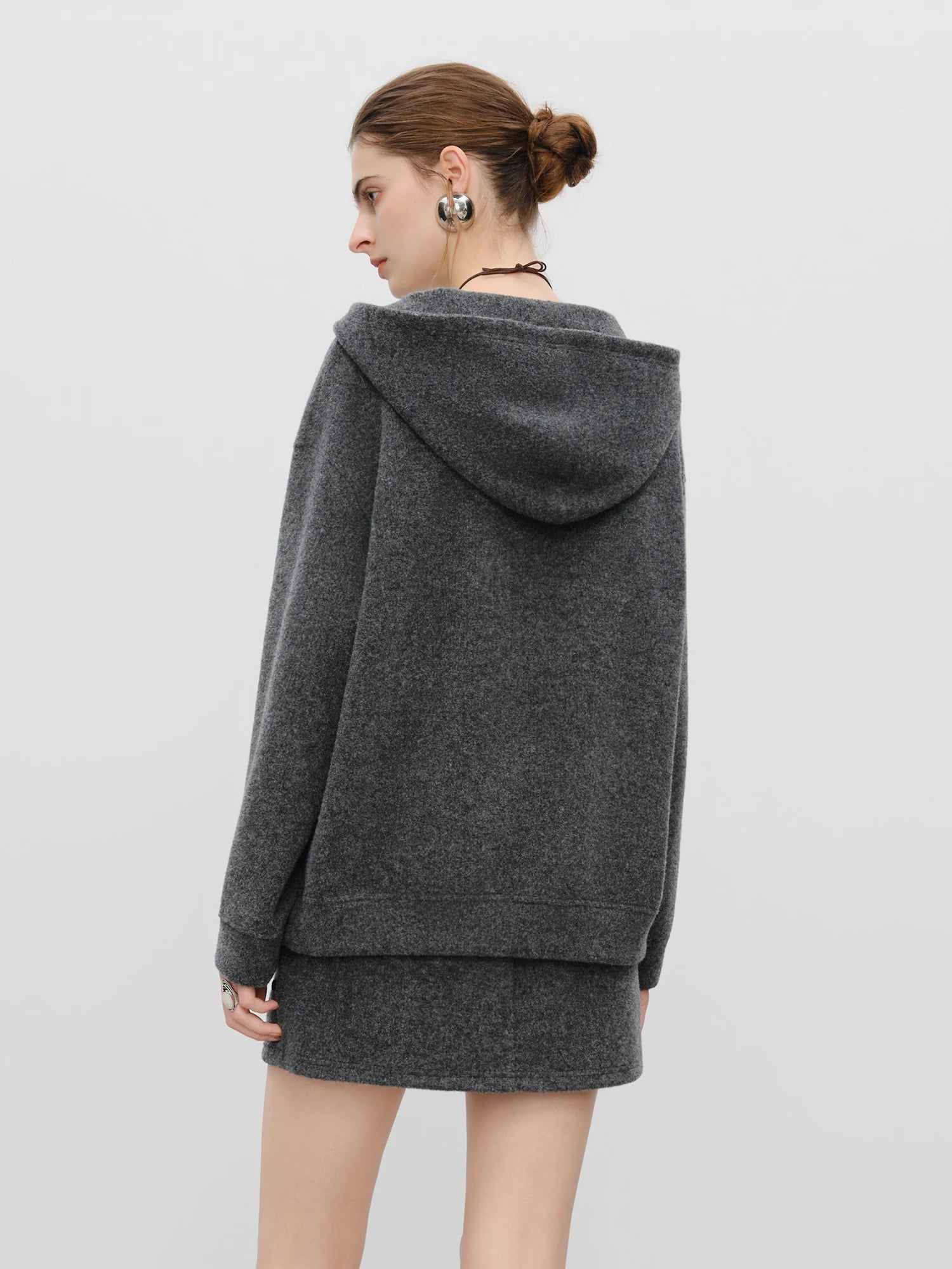 Faux Two-Piece Hooded Knit Sweatshirt