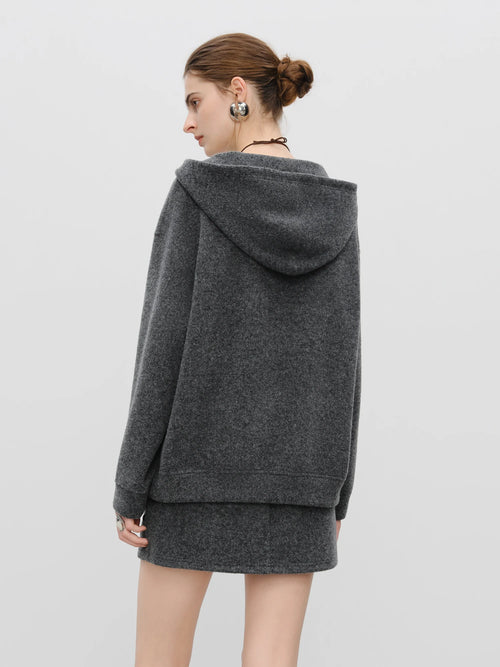 Faux Two-Piece Hooded Knit Sweatshirt