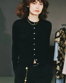 Round Neck Short Wool Cardigan