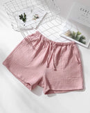Cotton Elastic Waist Solid Sleep Shorts