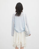 Hollow-Out Slant Shoulder Knit Top
