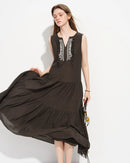 V-Neck Sleeveless A-Line Maxi Dress