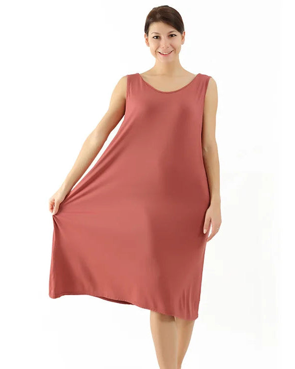 Plus Size Bamboo-Cotton Sleeveless Sleep Dress