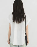 Loose V-Neck Ruffled Pure Cotton Shirt