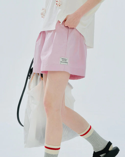 High-Waisted Washed Cotton Shorts