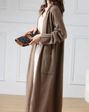 Open Front 100% Merino Wool Long Cardigan