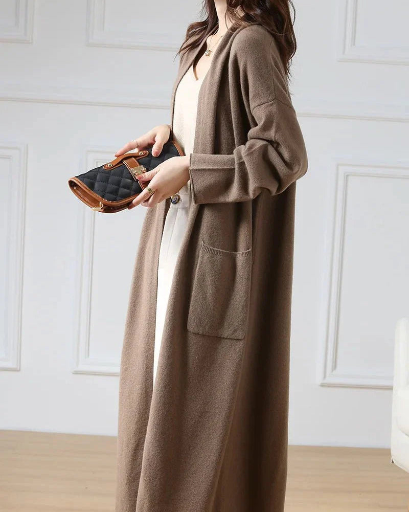 Open Front 100% Merino Wool Long Cardigan