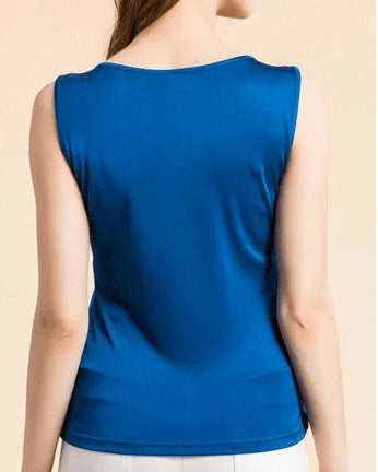 Silk-Viscose Jersey O-Neck Knit Sleeveless Tank Top