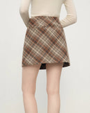 Retro Plaid High-Waist Knit Mini Skirt