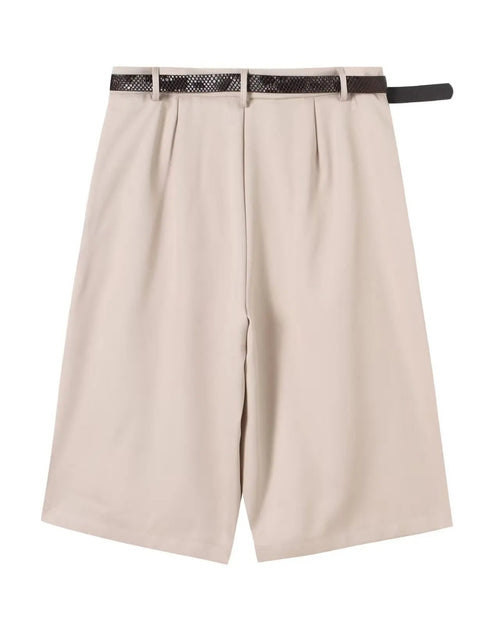 Pleated High-Waisted Shorts