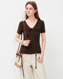 Silk Blend V-Neck Knit Top
