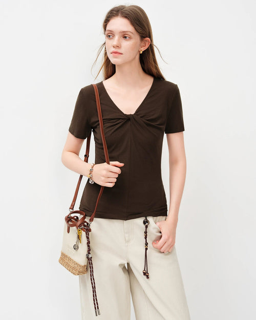Silk Blend V-Neck Knit Top