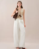 High-Waisted Loose-Fitting Curved Pants