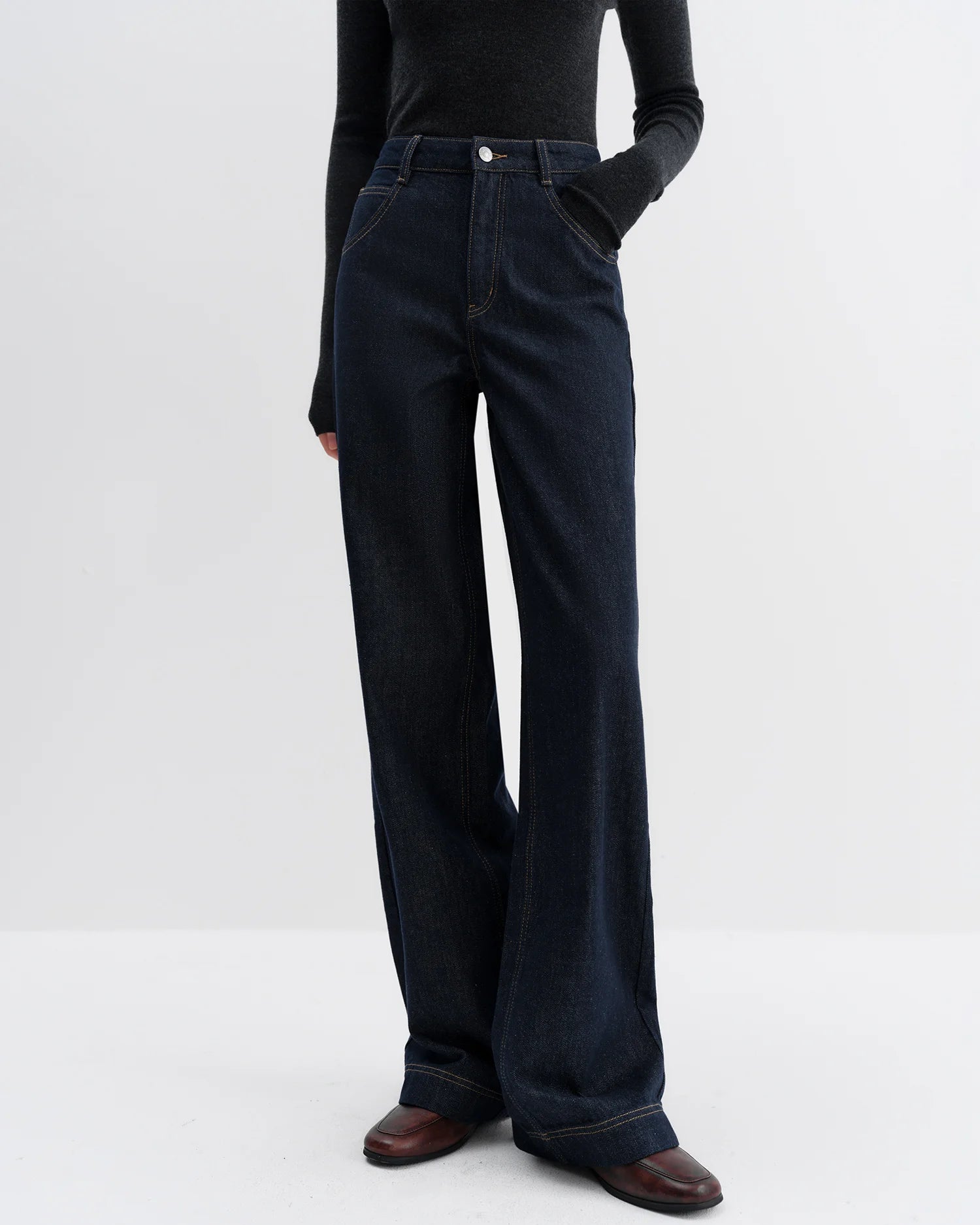 High-Waisted Straight-Leg Full-Length Jeans