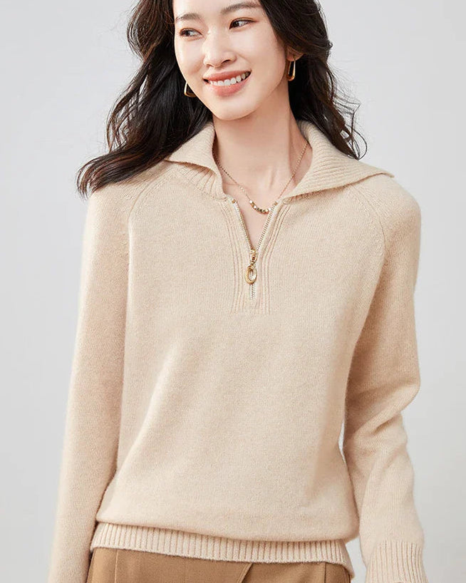 Pure Cashmere Half-zip Collar Jumper