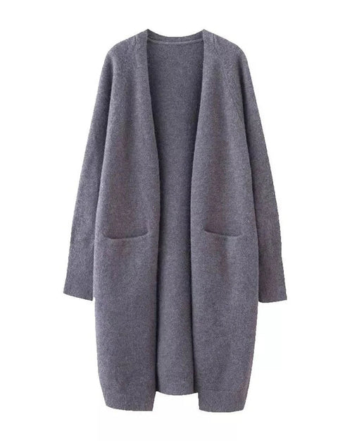 Relaxed Open-Front Knitted Longline Cardigan