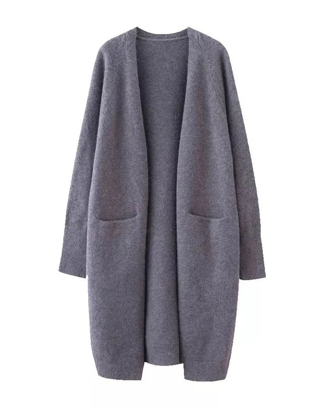 Relaxed Open-Front Knitted Longline Cardigan