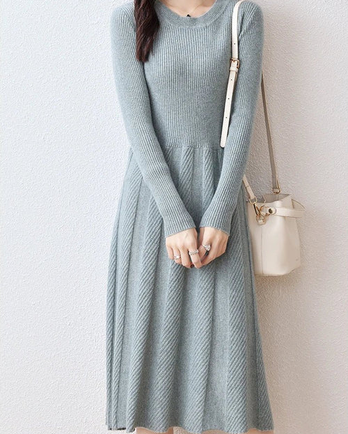 Merino Wool Knitted Sweater Dress