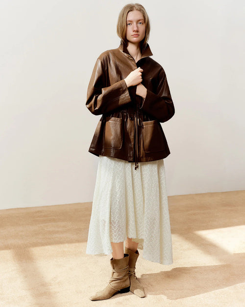 Drawstring Cropped Moto Jacket