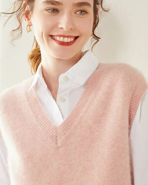 100% Cashmere V-Neck Pullover Vest