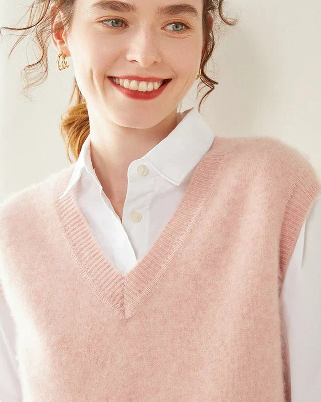 100% Cashmere V-Neck Pullover Vest