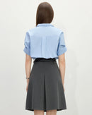 Collared Cotton Blend Short-Sleeved Shirt