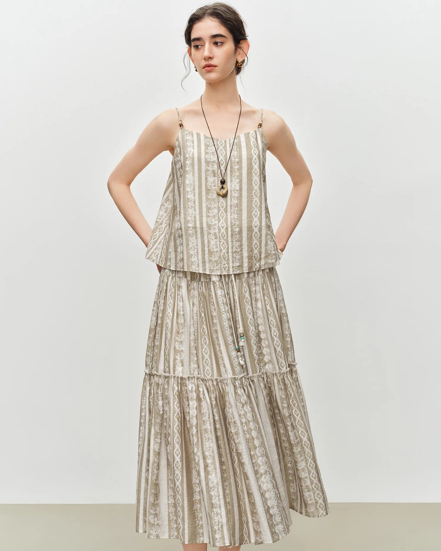 V-Neck Vest And Skirt Set
