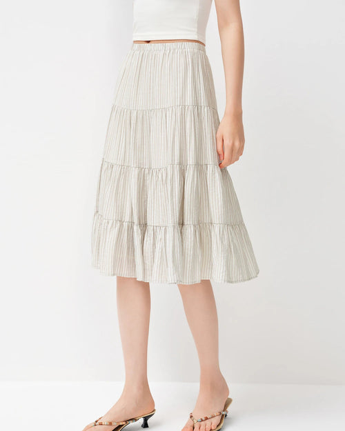 Women's Casual Striped Midi Skirt