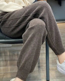 High Waist Drawstring Wool Knitted Pants