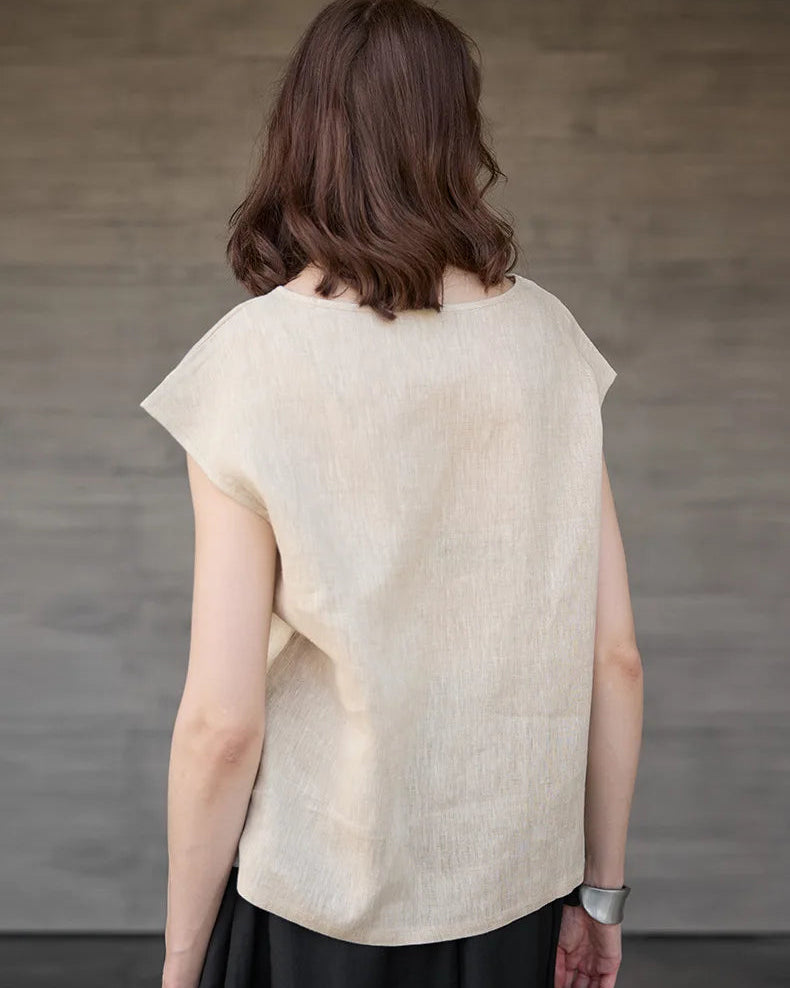 Linen Short Sleeve O-Neck Shirts
