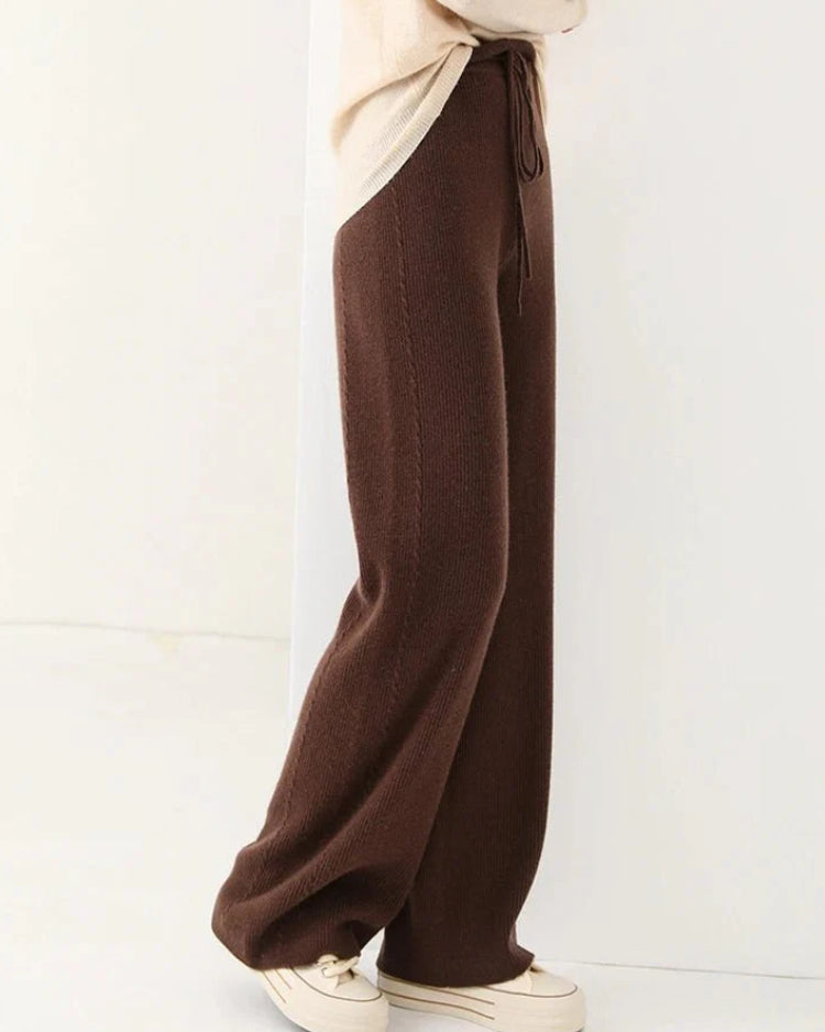 100% Wool Knitted Straight Leg Pants