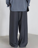Drawstring Pleated Wide-Leg Suit Trousers