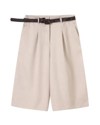 Pleated High-Waisted Shorts
