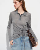 Polo Collar Knit Pullover Top