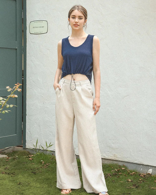 High-Waisted Wide-Leg Straight Pants